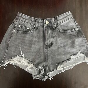 X2 Korean Women's Denim Distressed Cutoff Shorts/Hot Pants Y2K Sz M 22" *READ